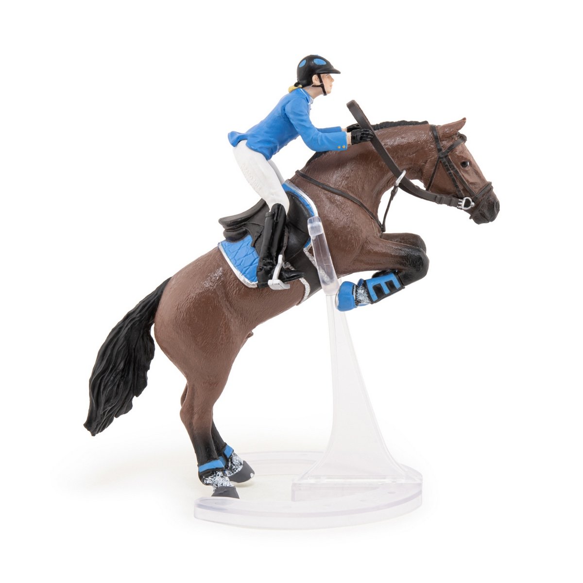 Figurine Cheval de saut d'obstacle et sa cavalière PAPO