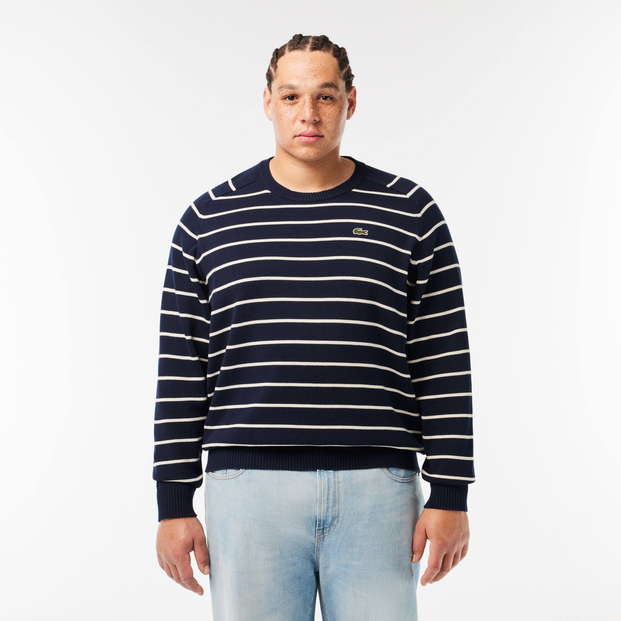 Pullover mit Streifen aus Baumwolle Pullover - Blau - Lacoste - Herren