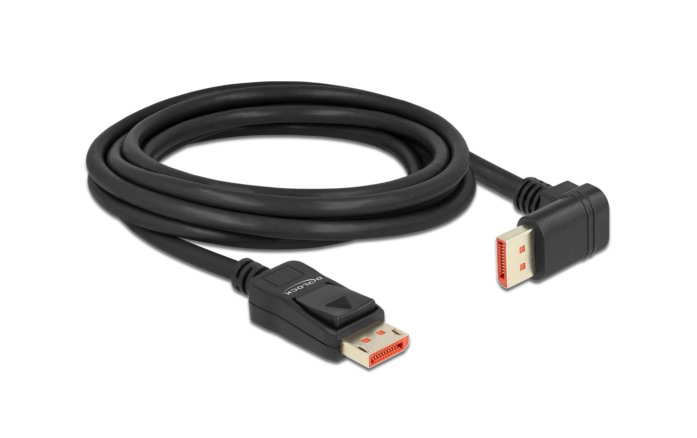 Kabel Unten gewinkelt DisplayPort - DisplayPort, 3 mDisplayPort Kabel Stecker gerade zu Stecker 90° unten gewinkelt 8K 60 Hz 3 m