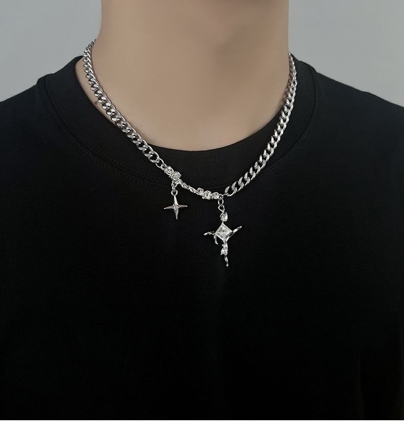 Lilafey - Stervormige strass hanger van roestvrij staal
