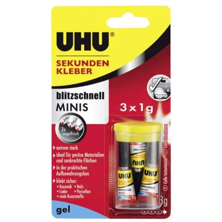 UHU Sekundenkleber blitzschnell MINIS Gel 3x1g
