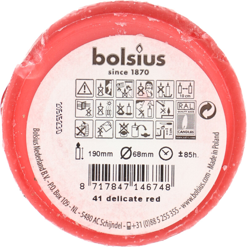 Bolsius Rustieke kaars 19cm rood