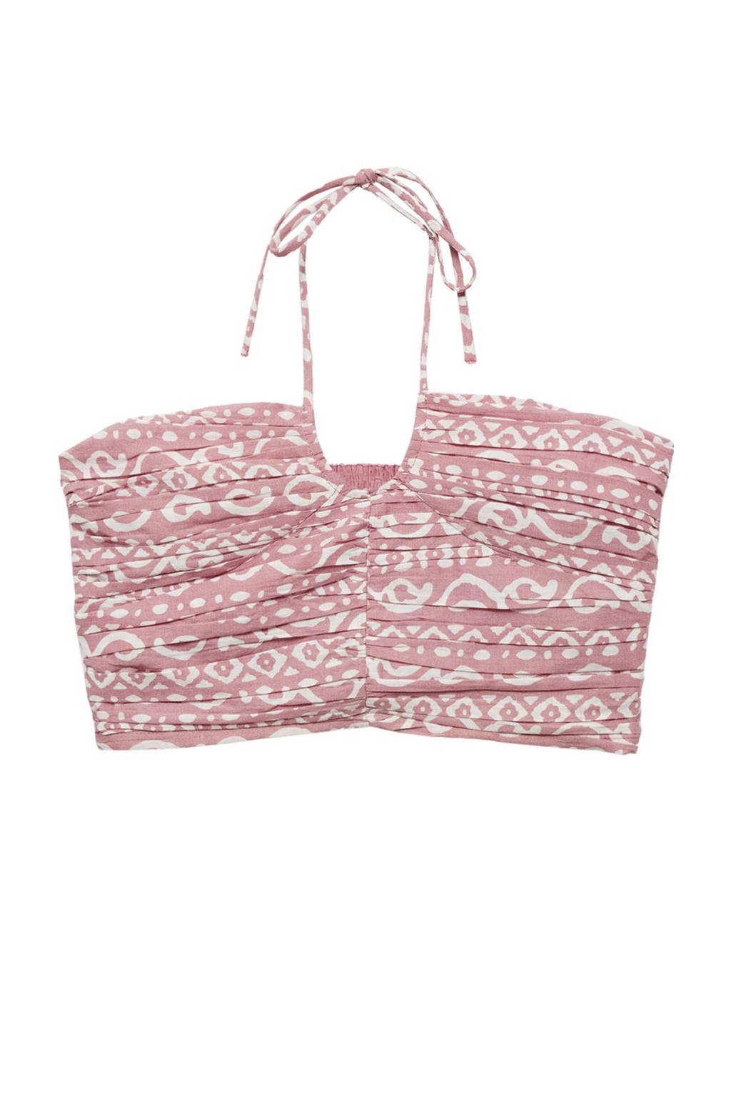 MANGO TEEN crop top met all over print pastelroze