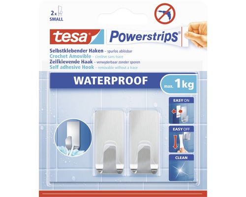 tesa Powerstrips® Waterdichte Haak Klein Vierkant Roestvrij Staal 59777-00000-00