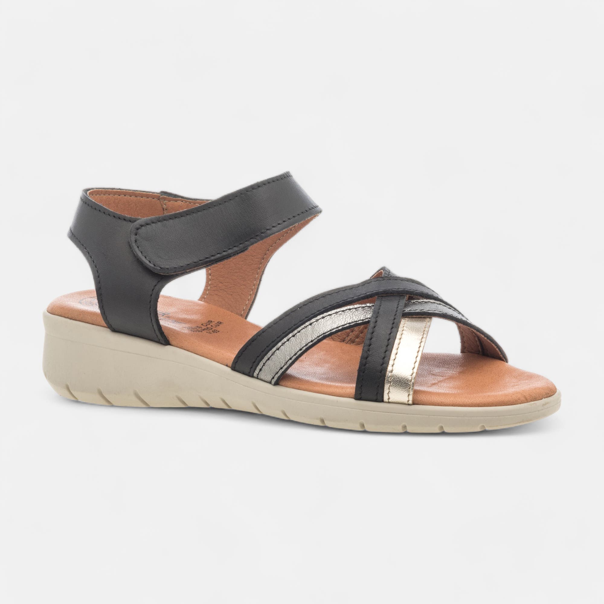 Sandales Femme en cuir noir