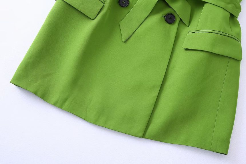 Avauntgardo - Effen dubbelrijs vest / Hoge taille wijde broek