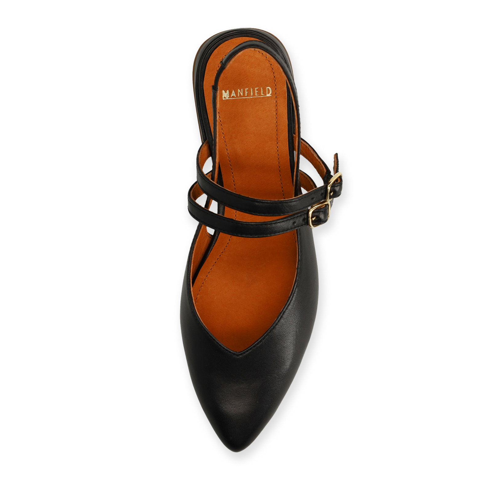 Zwarte leren slingbacks