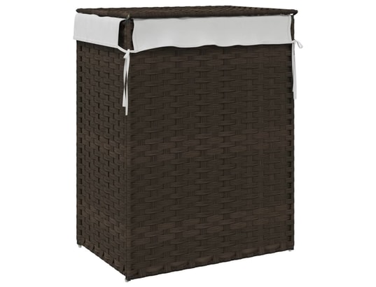 VIDAXL - Panier à linge avec couvercle marron foncé résine tressée