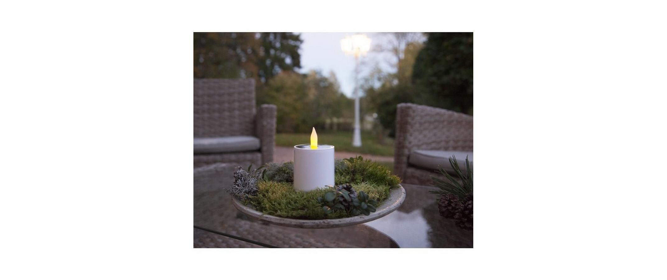 LED-Kerze Solar Saul, Ø 7.3 x 11 cm, WeissSolarbetriebene Kunststoffkerze