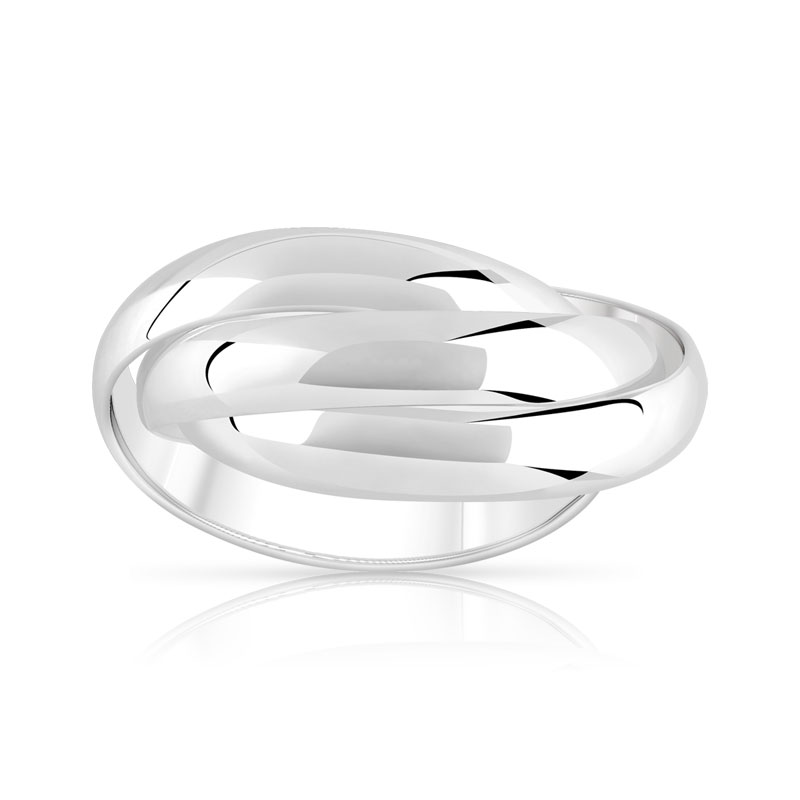 Bague argent 925 3 anneaux mobiles entrelacés