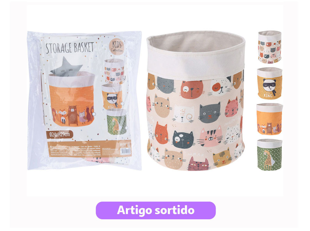 CESTO PARA ARRUMAÇÃO INFANTIL 24X29CM MODELOS SORTIDOS