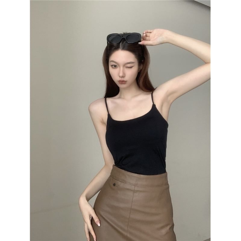 Flowerisque - Effen gewatteerde camisole top