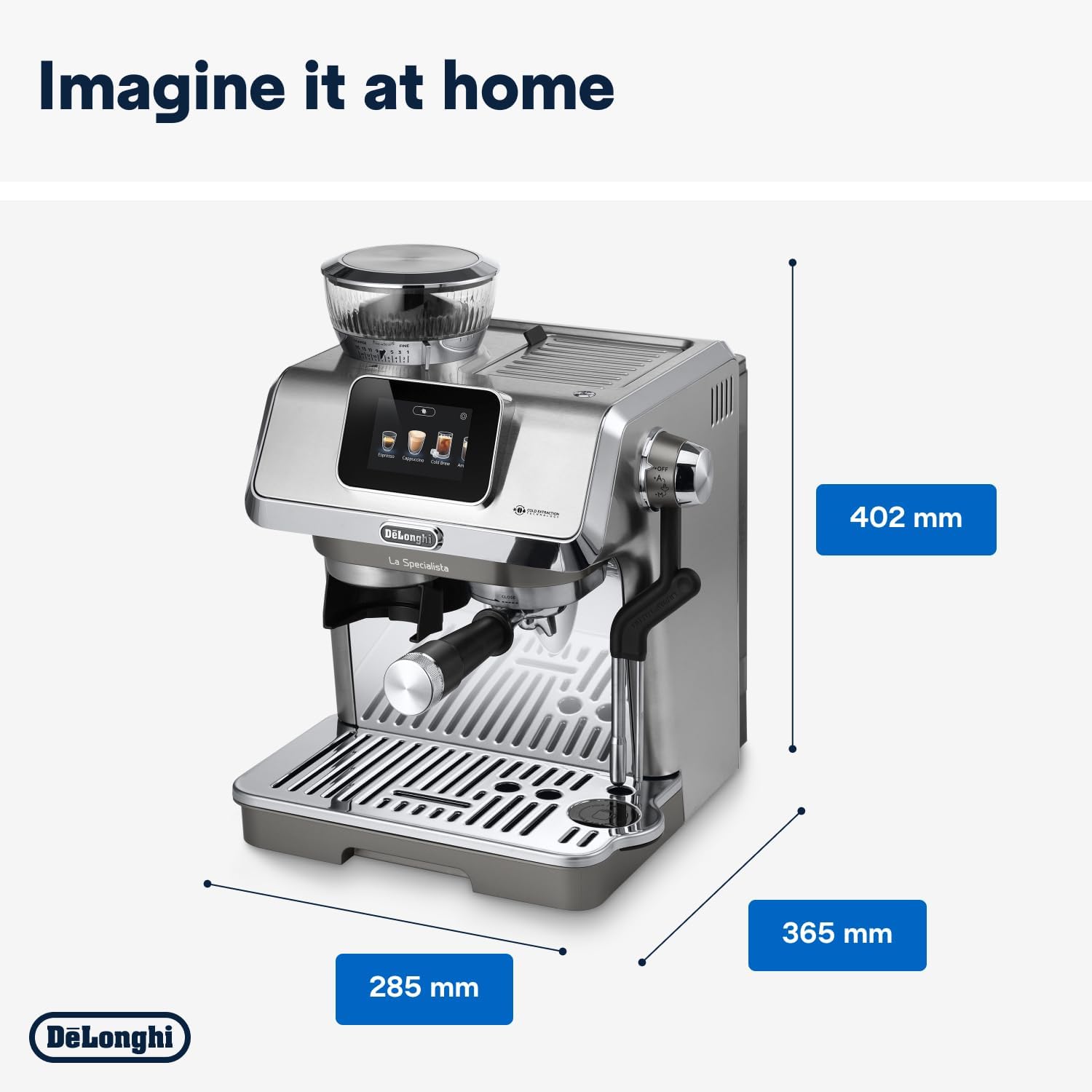 De'Longhi La Specialista Arte EC9155.MB, Machine Expresso Manuelle, Moulin intégré avec 8 finesses de mouture, Contrôle Actif de la Température, Buse vapeur MyLatte Art, Métal/Noir [Classe énergétique A+]