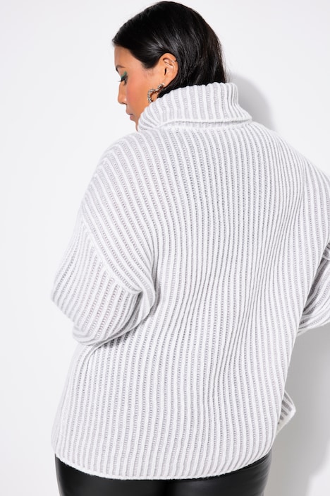 Rollkragenpullover, oversized, Streifen