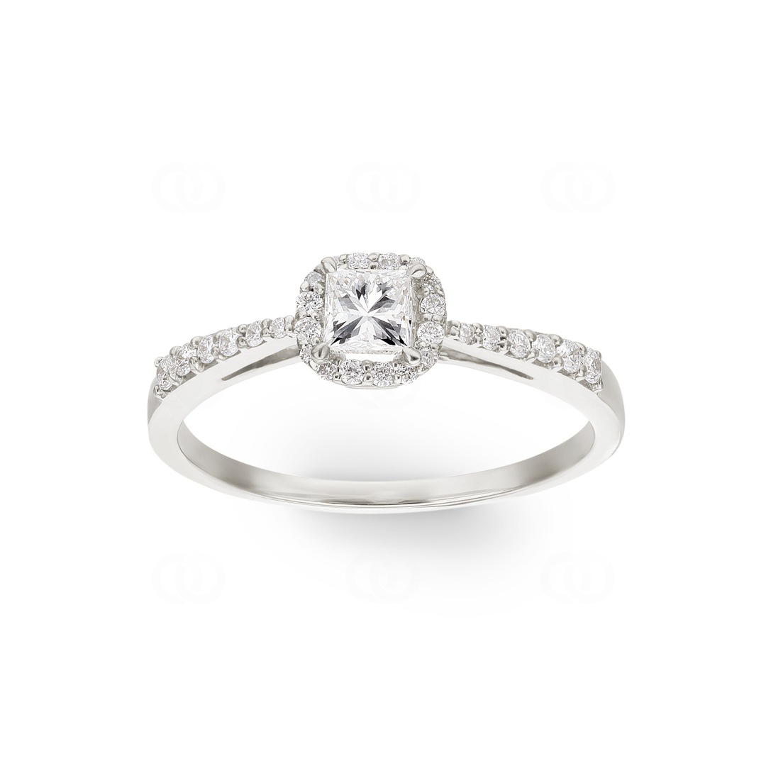 Verlobungsring 750/18 K Weissgold mit Diamanten 0.42 ct H/si