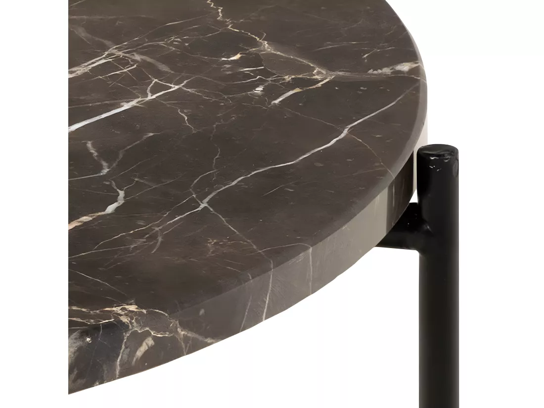 Tangara - Table d'appoint ronde en marbre ø52cm - Marron