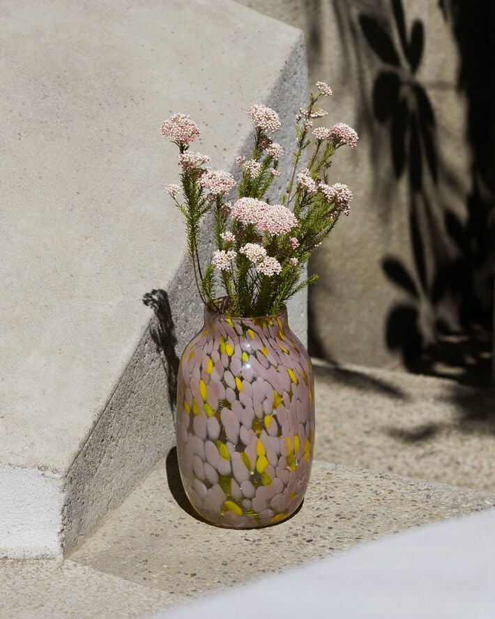 Hay Splash Vase Round-Large-Light pink Light pink and yellow