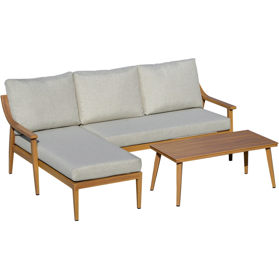 Outsunny Gartenmöbel Set mit Sitzkissen natur