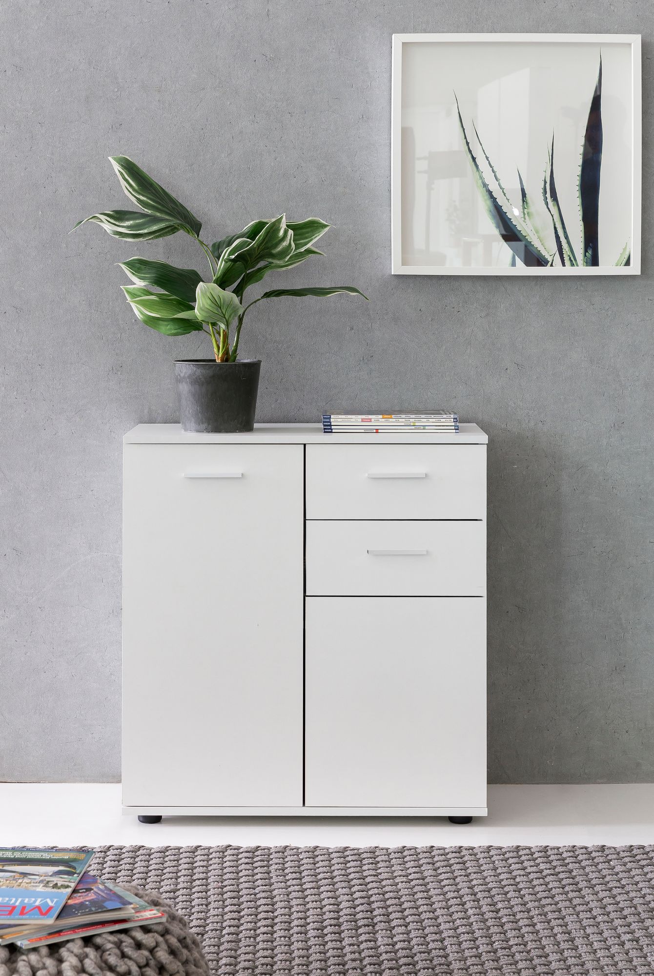 KADIMA DESIGN Kommode Sideboard, 2 Türen und 2 Schubladen, kratzfeste Melaminharz-Beschichtung.