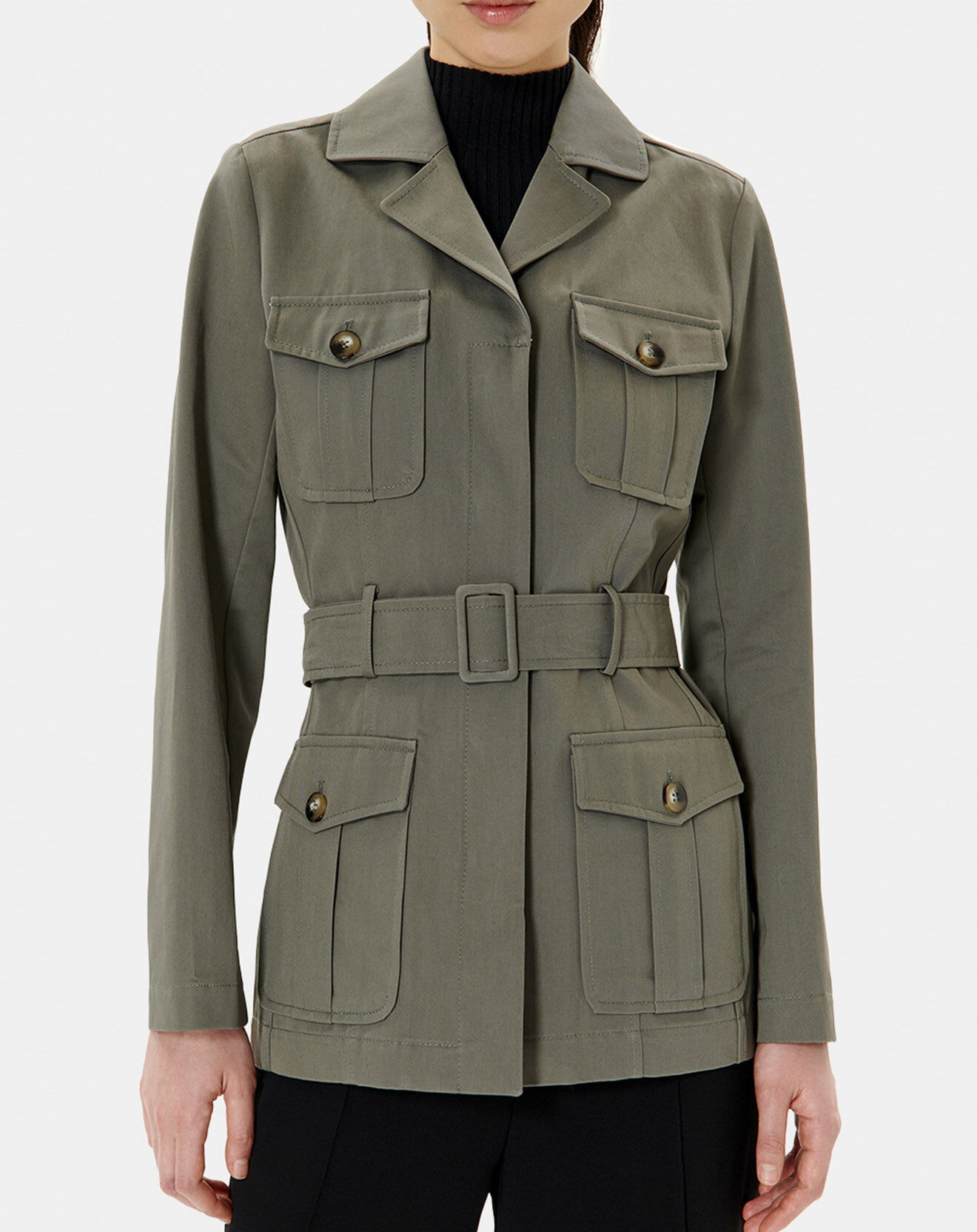 Zapa Trench-coat court en Gabardine Vania kaki