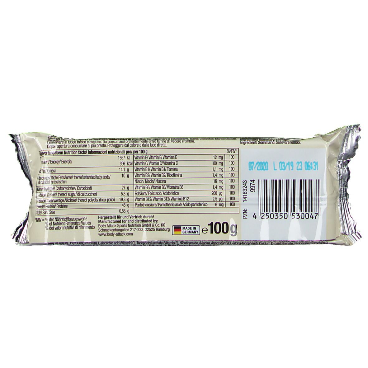 Body Attack Carb Control Proteinriegel White Cookie-O