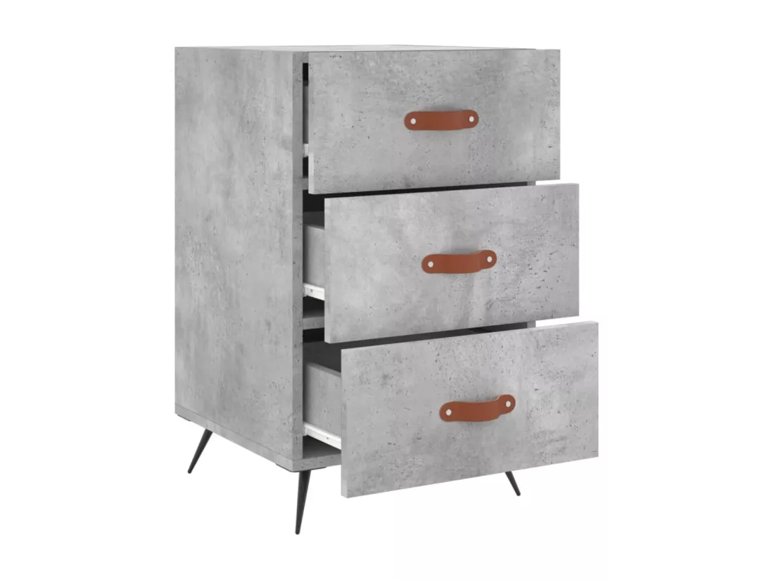Table de chevet gris béton 40x40x66 cm bois d'ingénierie