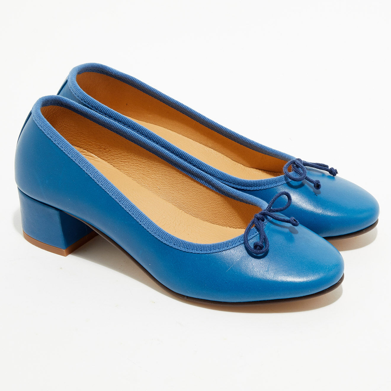 Quartier Latin Ballerines trotters en Cuir Diane bleu cyan - Talon 4 cm