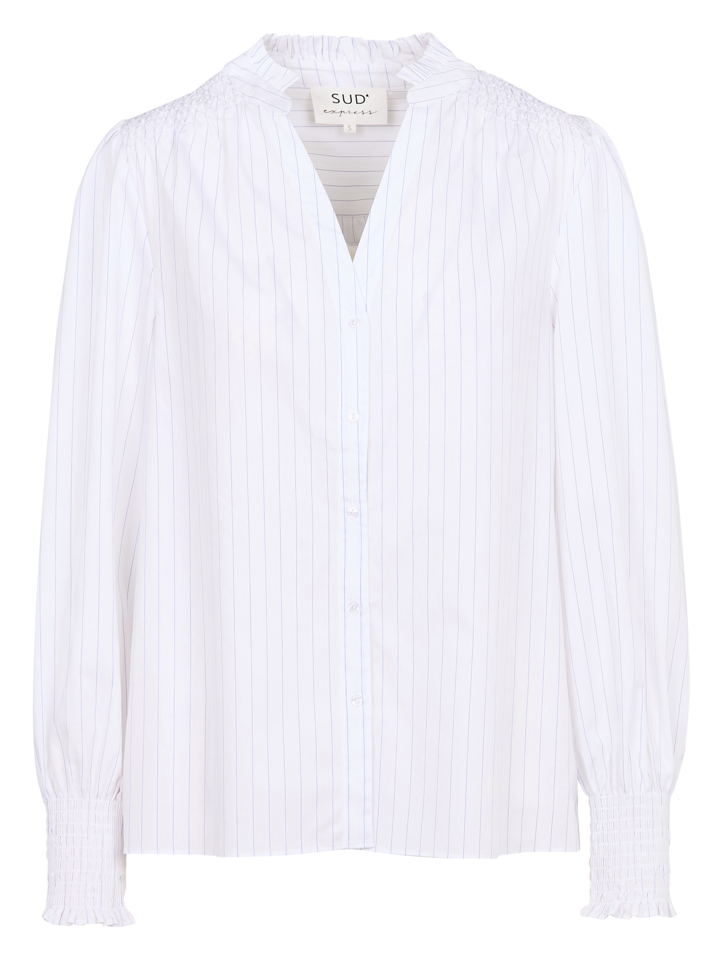 CELOUANE - Chemise droite en coton rayé | Blanc