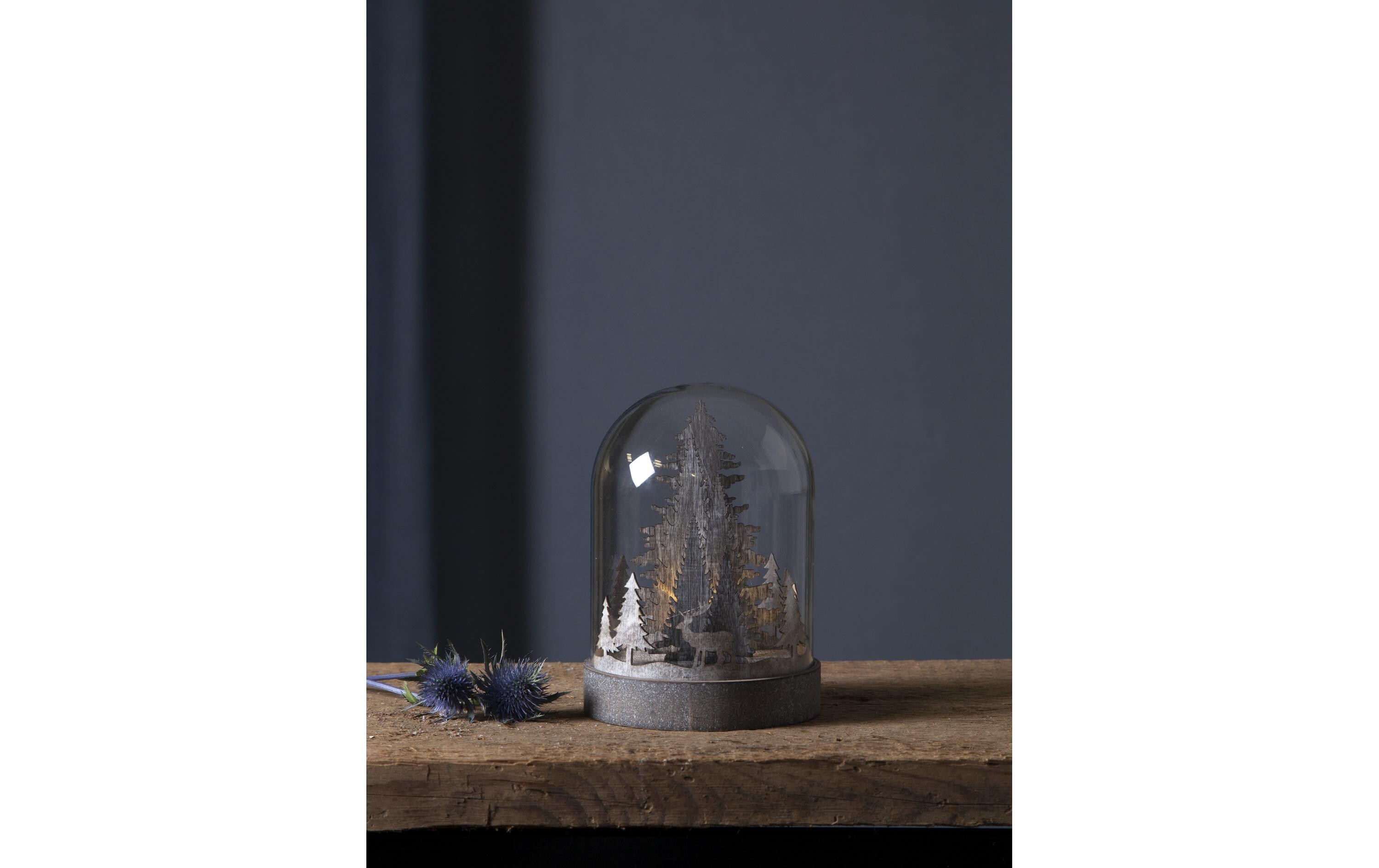 Schneekugel Kupol Winterwald, 17.5 cm, BraunWeihnachtsdekoration mit LED Licht