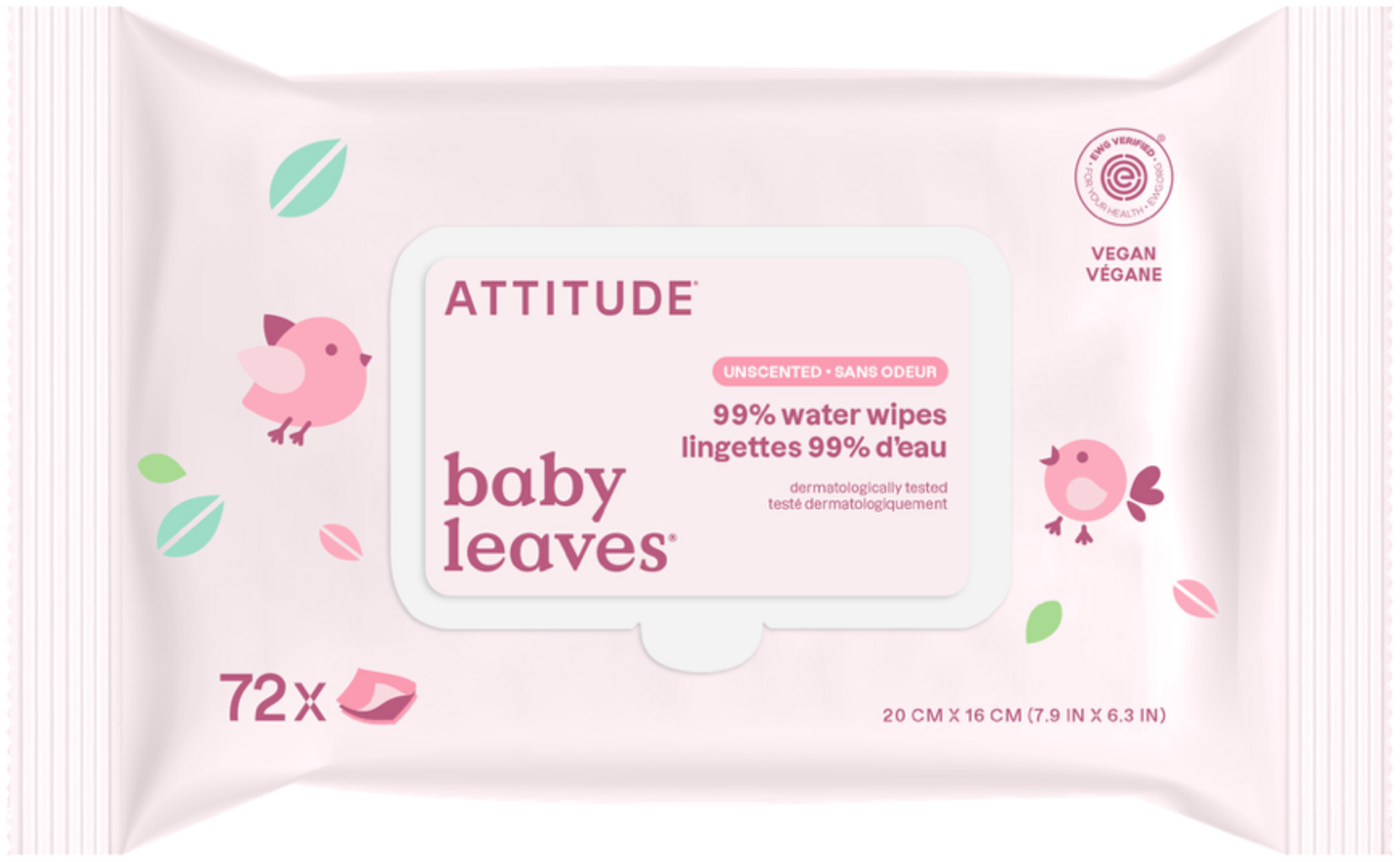 ATTITUDE  baby leaves 99% Water Wipes, 72 Stk
