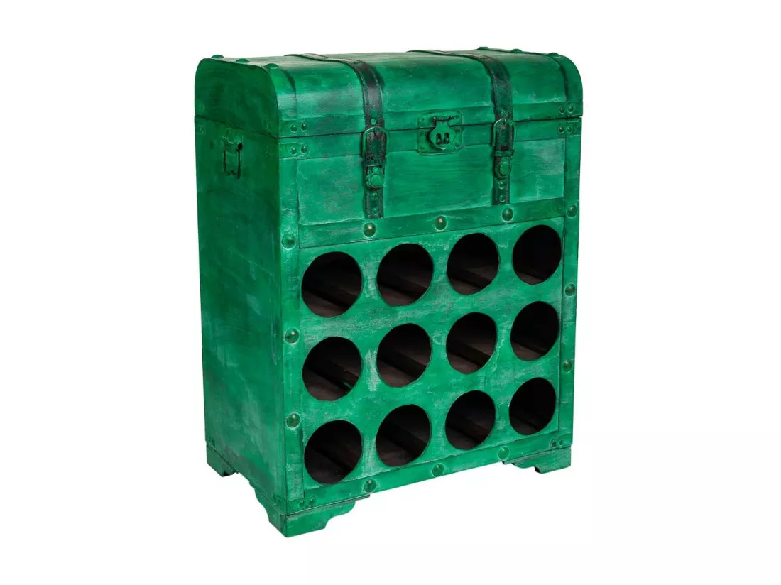 Coffre à vin en bois vert 45x28x59h