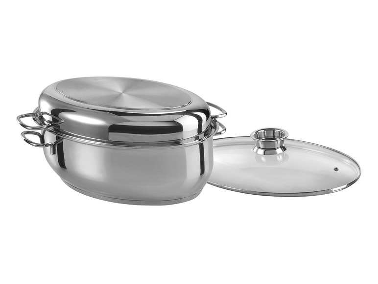 RVS braadpan ovaal 38 cm, 3 in 1