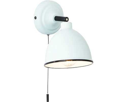 Wandlamp, 1-lichts, H 12,5 cm, Telio lichtblauw met trekschakelaar