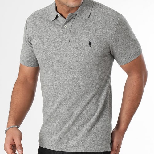 Polo Manches Courtes Slim Coton Piqué Gris Chiné
