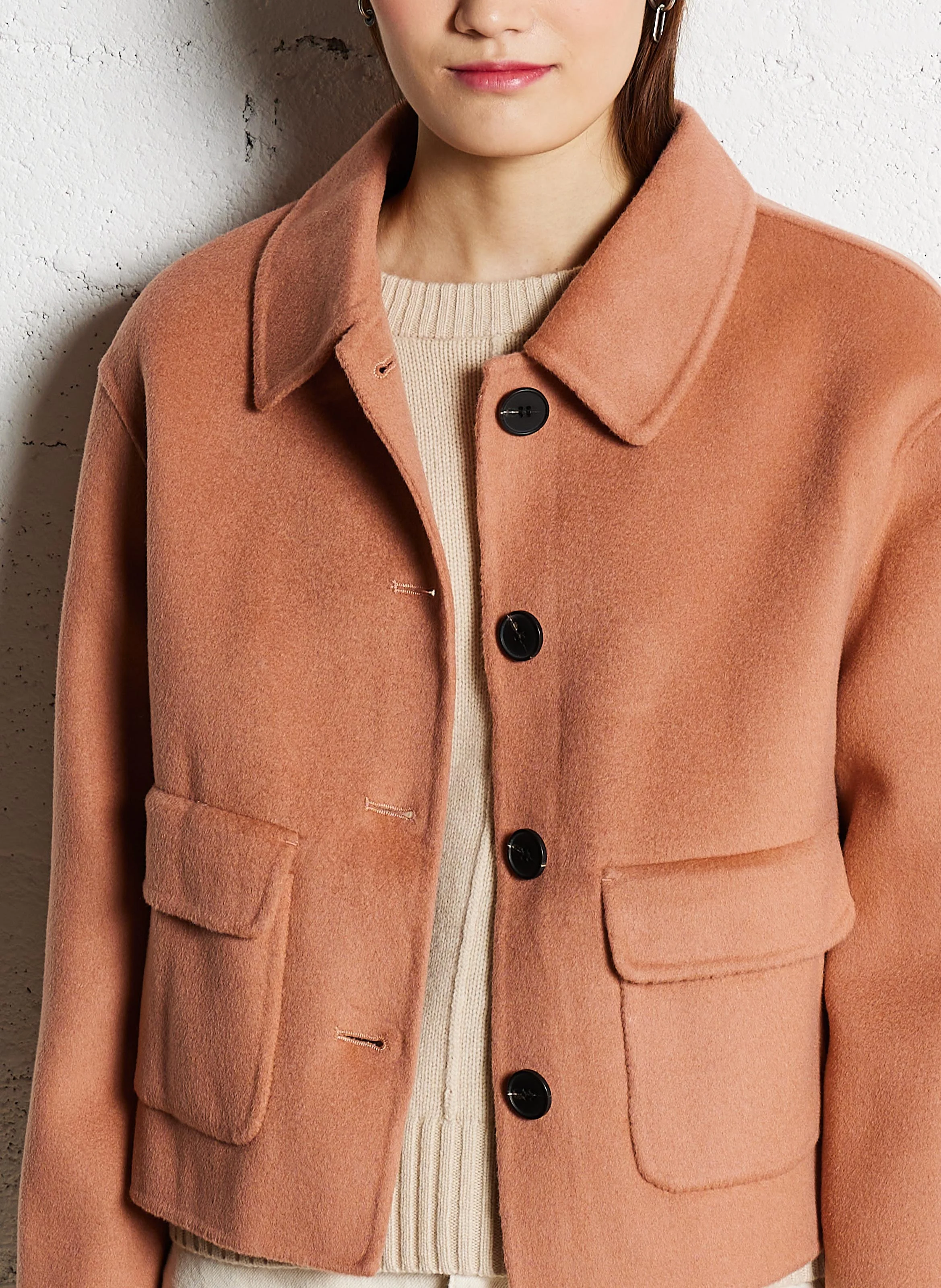 VALENTIN - Manteau col classique en laine | Rose