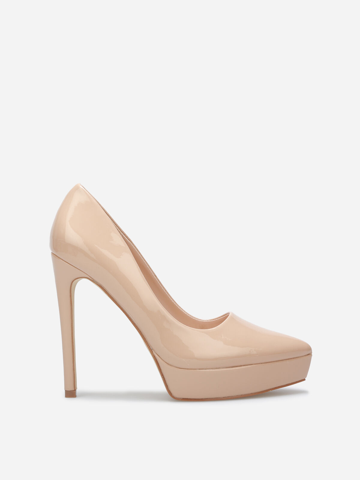 Stilettos pointus vernis à plateforme- Nude