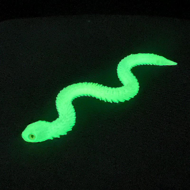 (30cm) Fluoreszierende Anti Stress 3D Druck Schlange Leuchtendes Spielzeug Flexibles Gelenk Tier Modell Fidget Spiel - Grün