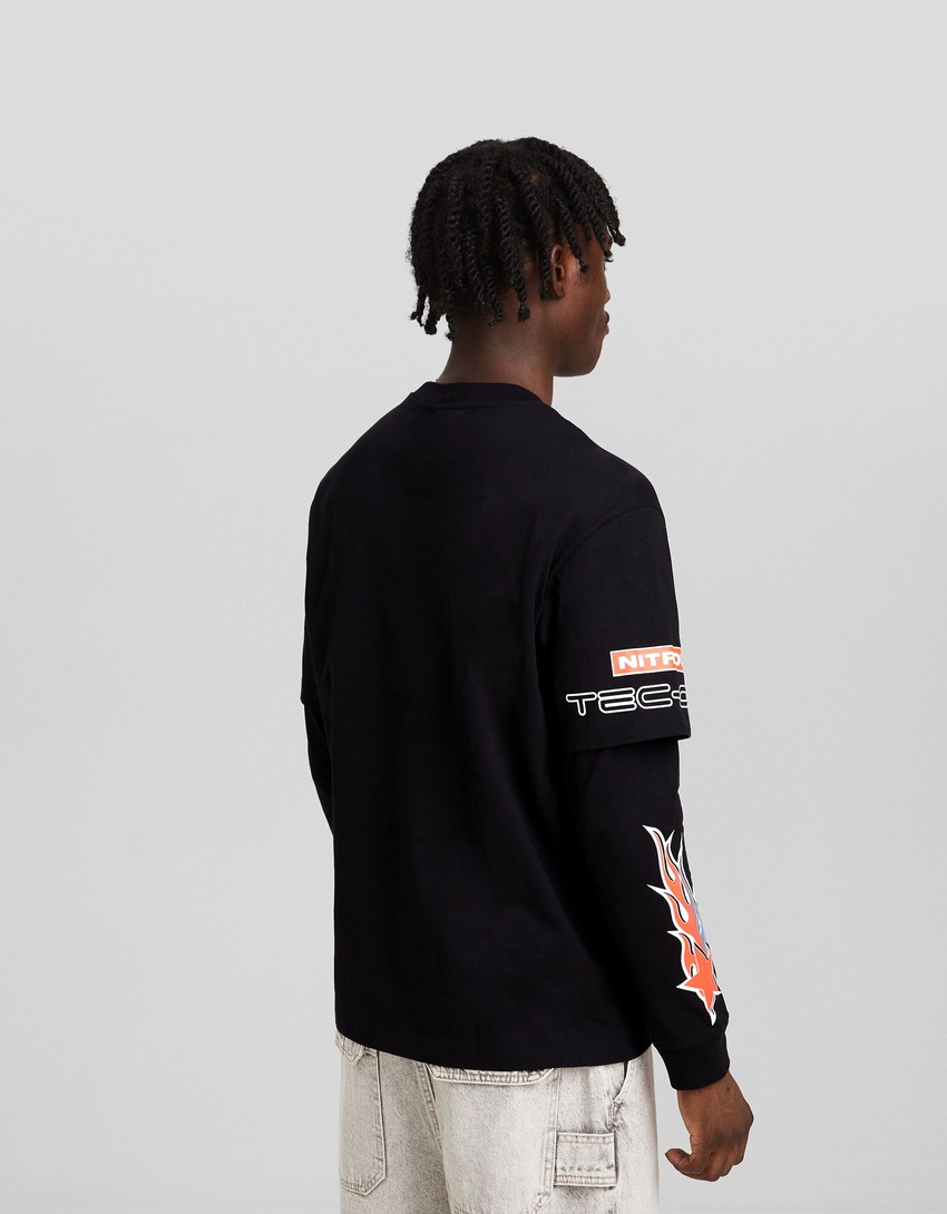 Camiseta de corrida oversized de manga comprida