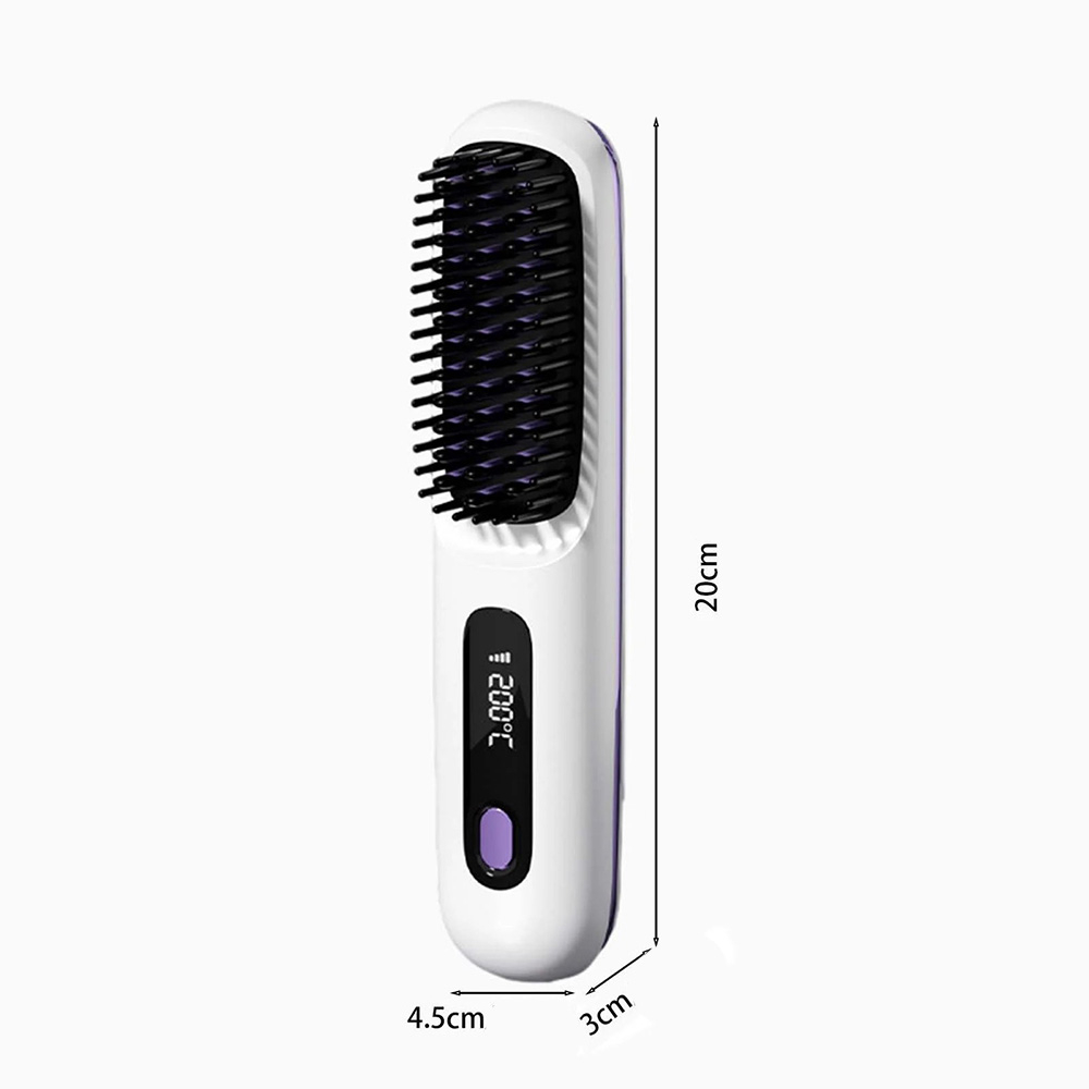 USB Haar Glättungsbürste Wiederaufladbare Beheizte Styling Bürste Kabellos - Weiss