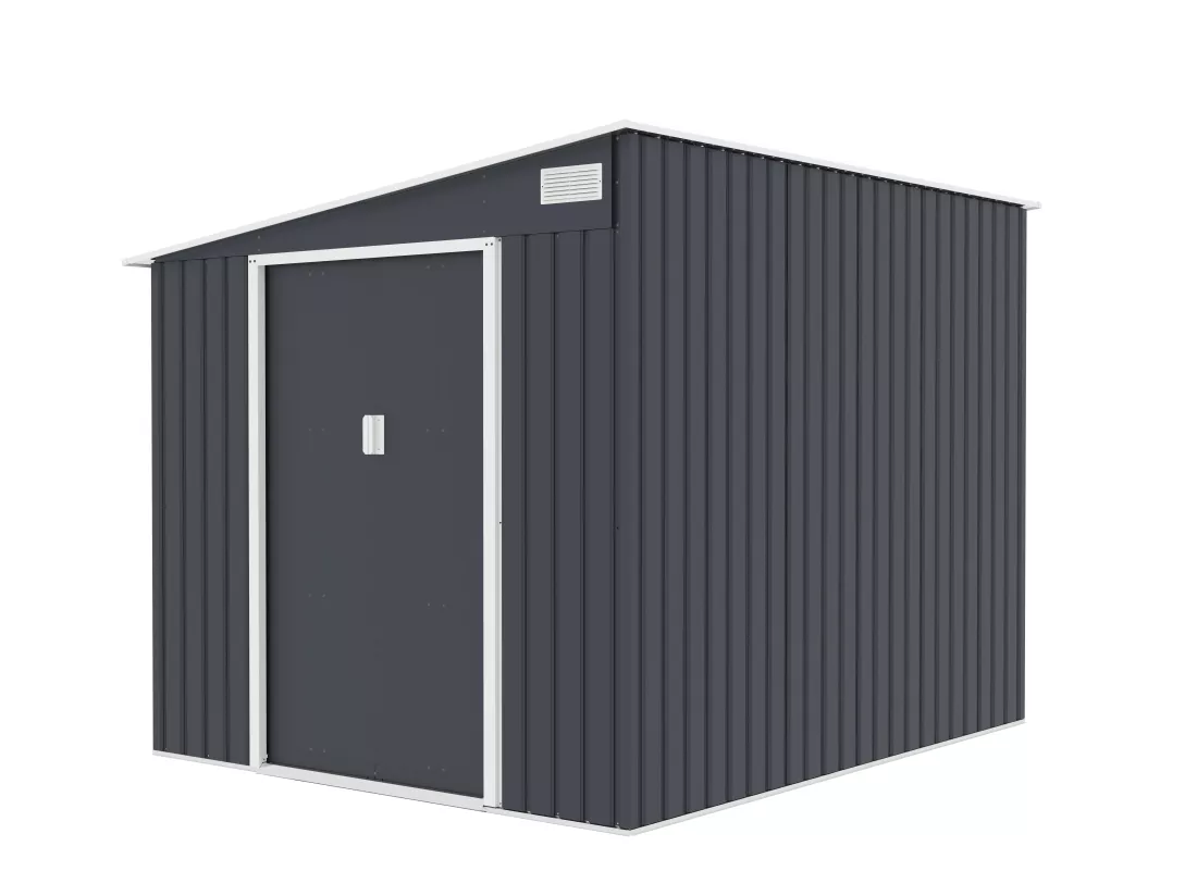 Abri de jardin métal adossé en acier galvanisé anthracite 5,49 m² - DAUSTIN