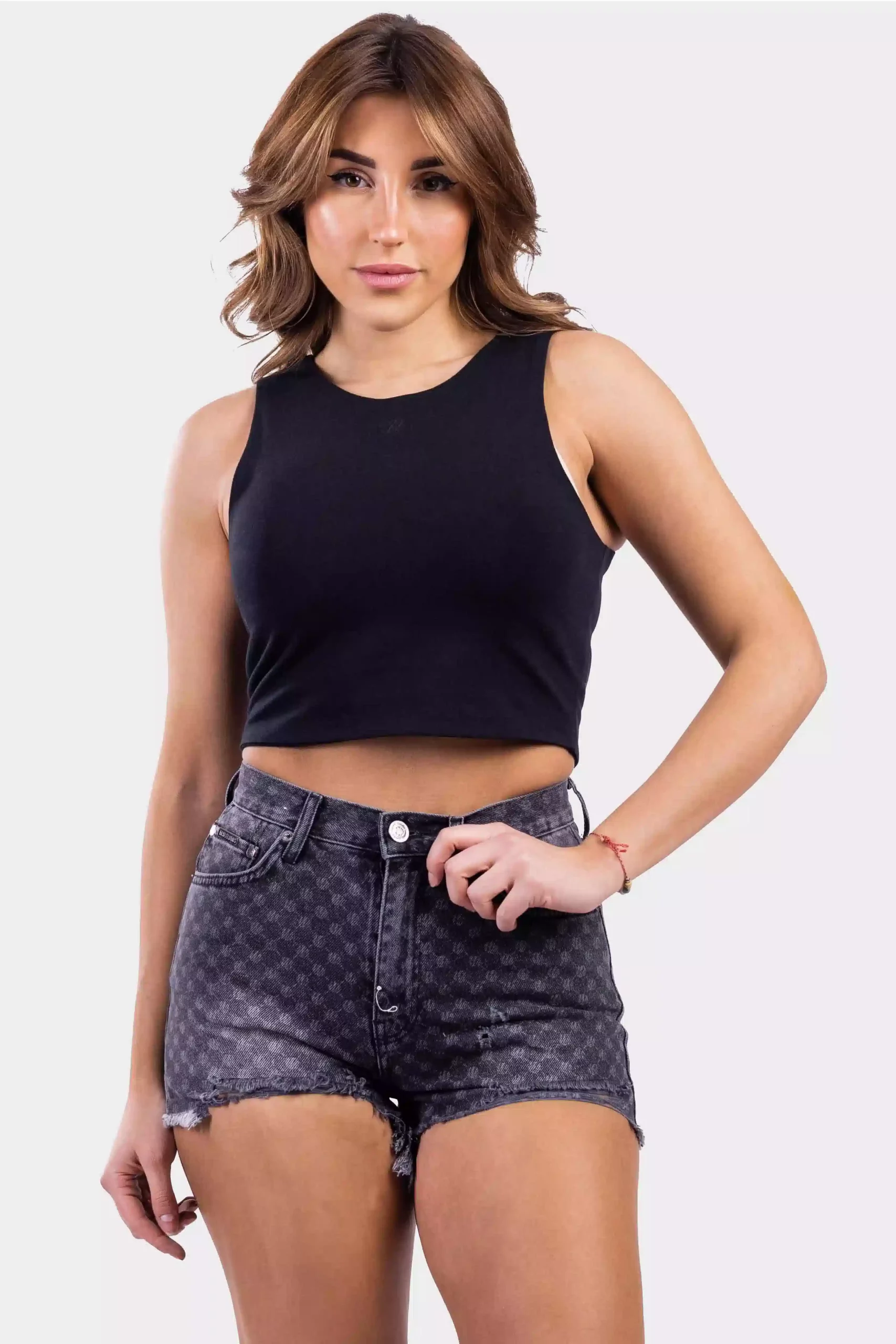 Malelions Motif Crop Top Dames Zwart