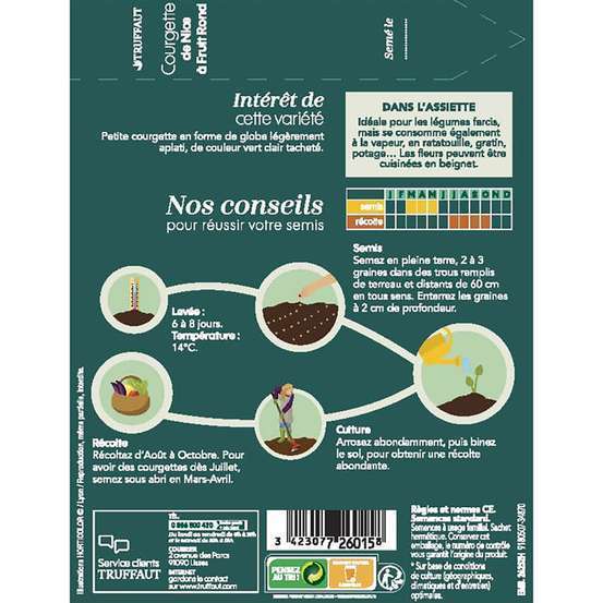 Graines de courgette ronde de Nice en sachet