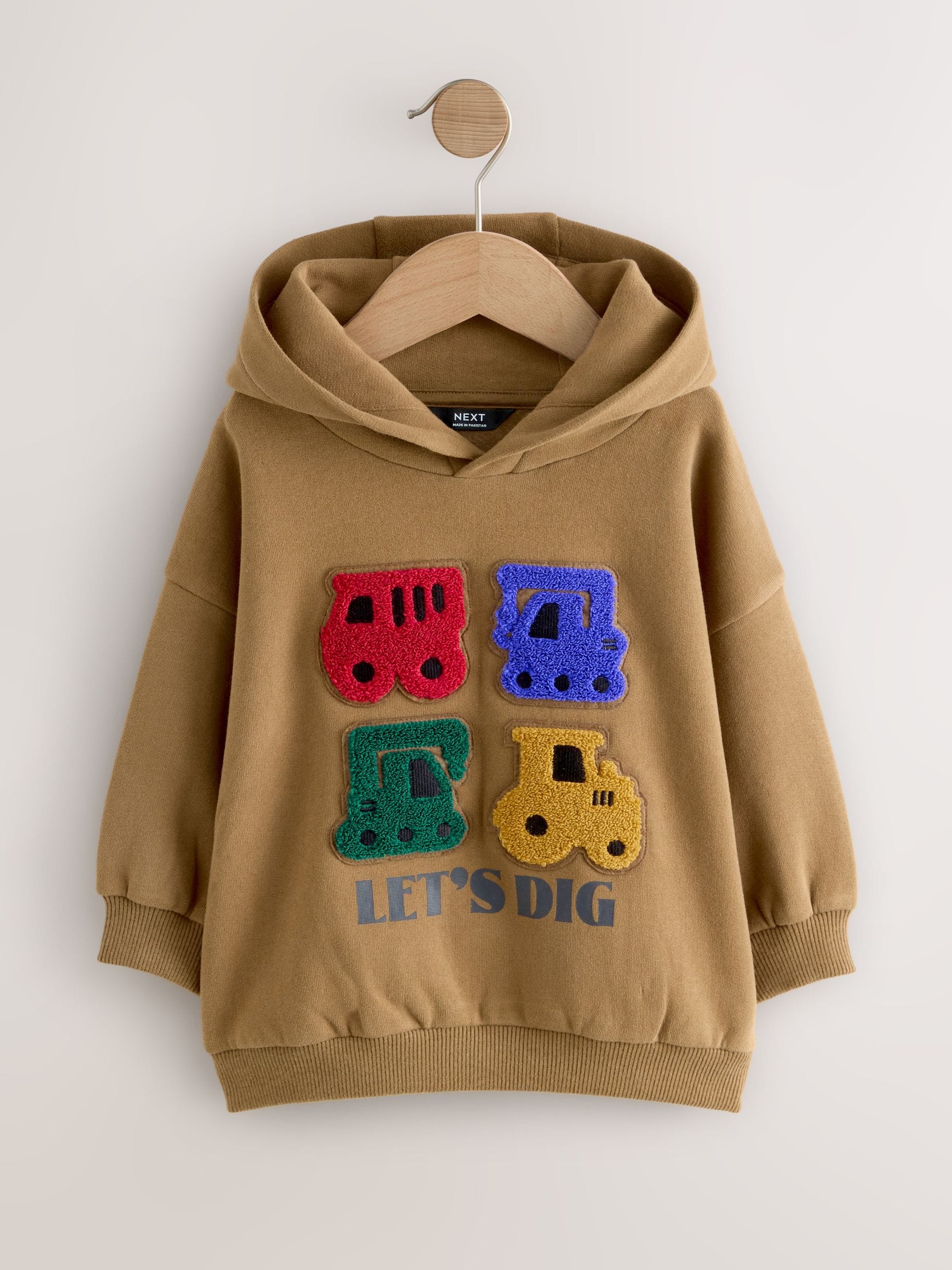 Roestbruin - Hoodie met lange mouwen en print (3mnd-7jr)