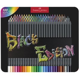 FABER-CASTELL Crayon de couleur Black Edition, étui de 100