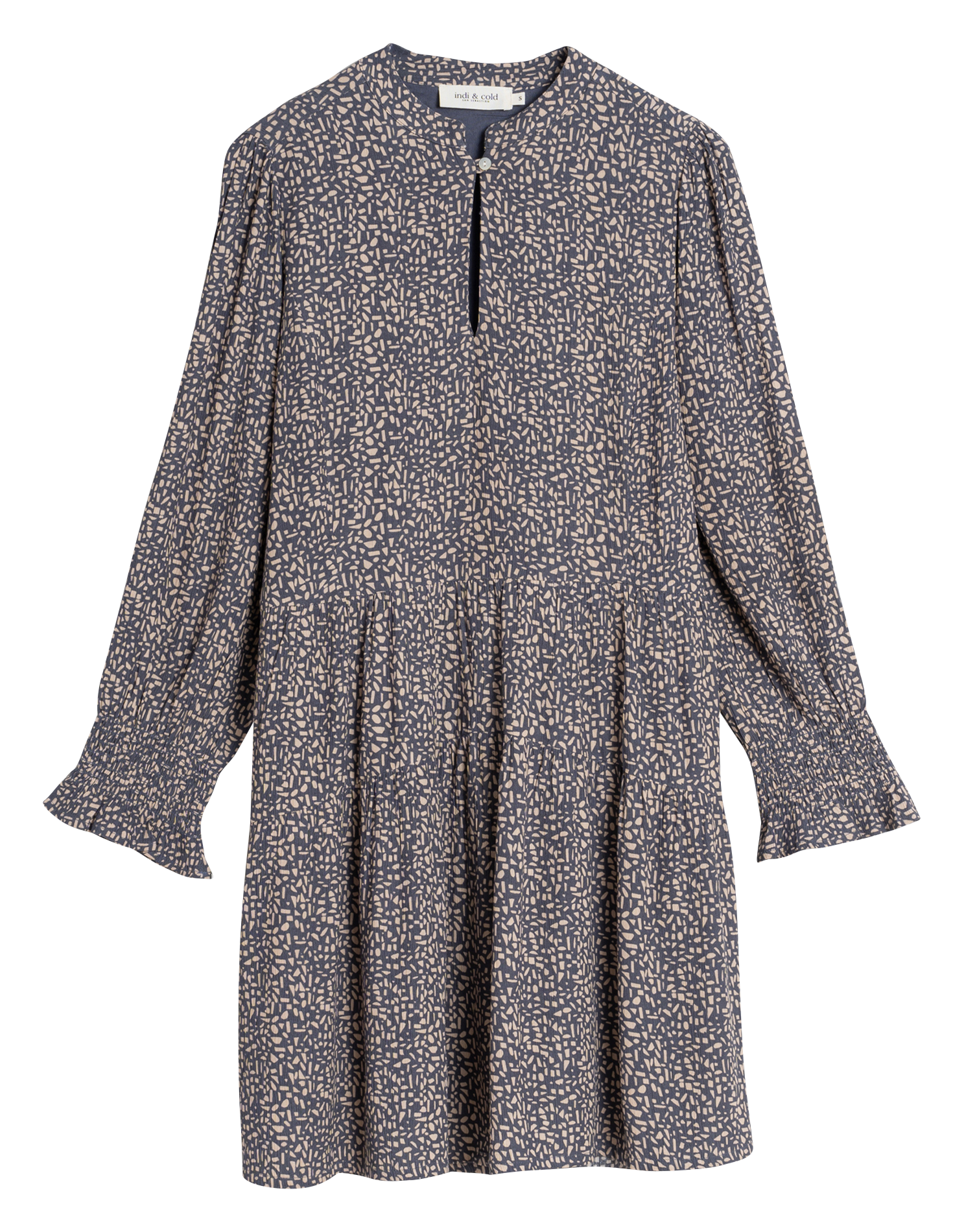 Robe courte col rond imprimée | Bleu