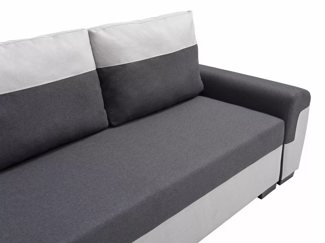 Canapé 3 places convertible en tissu anthracite et gris clair GABY II