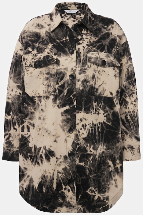 Hemdjacke, oversized, Batik, Hemdkragen, Langarm, Unisex