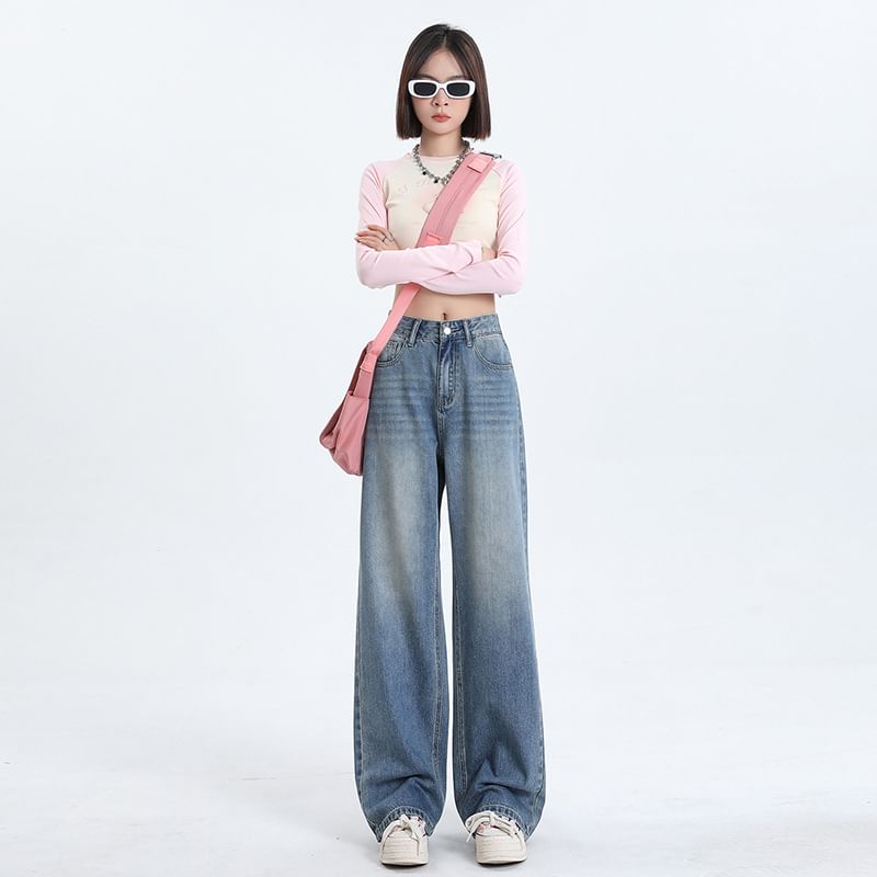 Litoya - Low Rise Washed Wide Leg Jeans (diverse designs)