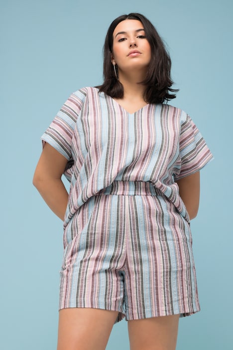 Shorts, Wide Legs, HighWaist, Streifen, Elastikbund