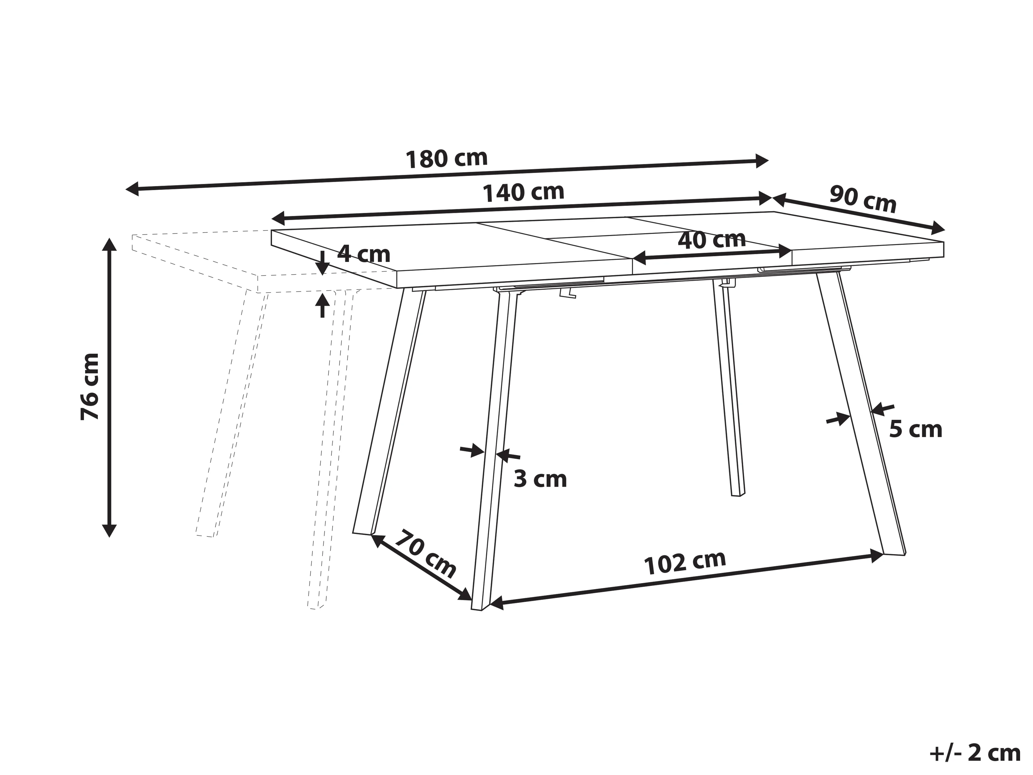 Eettafel uitschuifbaar HARLOW Donkerbruin 90 cm 140/180 cm